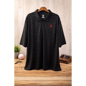 Cutter & Buck Alabama Crimson Tide Mens 4XB Polo Shirt Black Striped CB DryTec